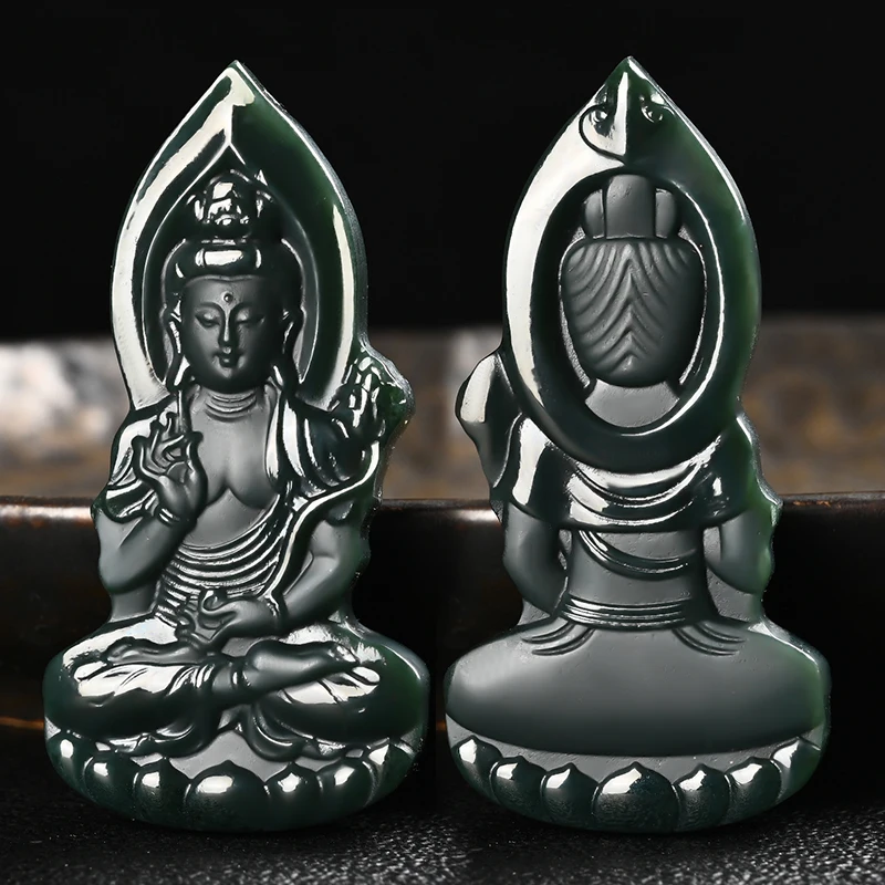 

Newest Natural Hetian Jade Pendant Double-sided Delicate Eight Guardians Zodiac Amulet Necklace FengShui Handcrafted Jewelry