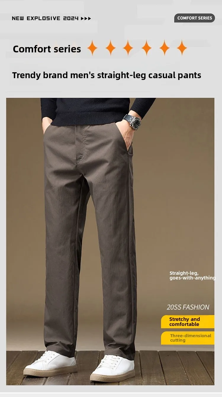 Herren Business-Hose, Gerade Passform, Baumwolle, Lässige Hose, Modische Herrenhose mit Elastischem Bund, Dehnbar, für Frühling und Herbst, Vielseitige Arbeitshose – Detail 3