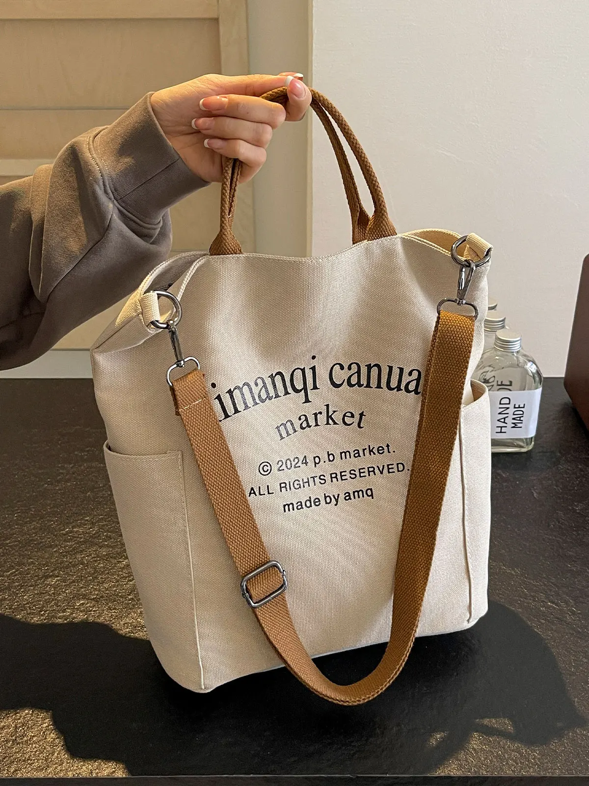 

Large Capaci Canvas Tote Bag Women's Casual Commuter Crossbody Bag Student Class Single oulder Bag Versatile Handbag