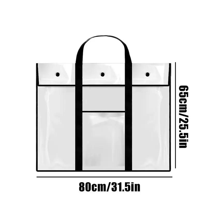 Borsa portaoggetti per opere d'arte Borsa per poster trasparente impermeabile per organizer artistico Porta bacheca in PVC Organizzatore di stoccaggio con maniglia e tasca