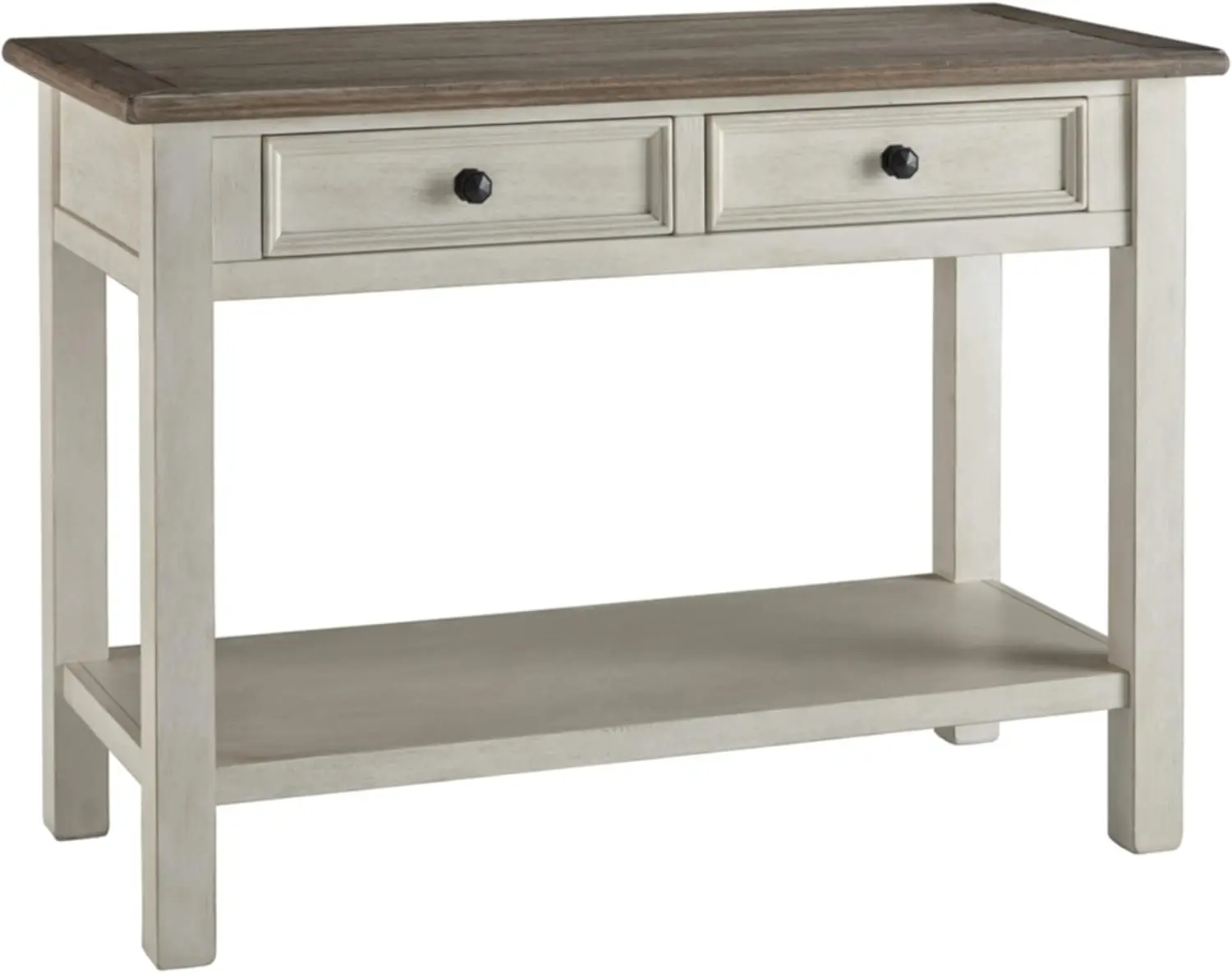 Design by Ashley Bolanburg Farmhouse Rectangular Two Tone Sofa Table, Antique Cream