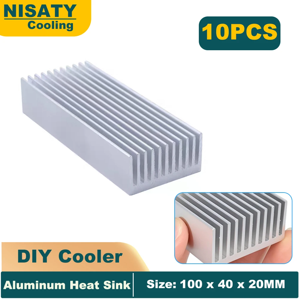 

100*40*20mm Aluminum Heatsink 10x4x2cm Heatsink Radiator Cooler for LED Chip LCD Integrated Circuit Cooling Heat Dissipation