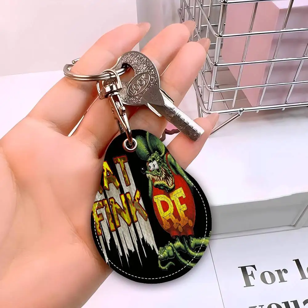 R-RAT F-FINK Creative Cartoon Pattern Sensitive Access Card Protective Sleeve Keychain Fashion Decorative Pendant