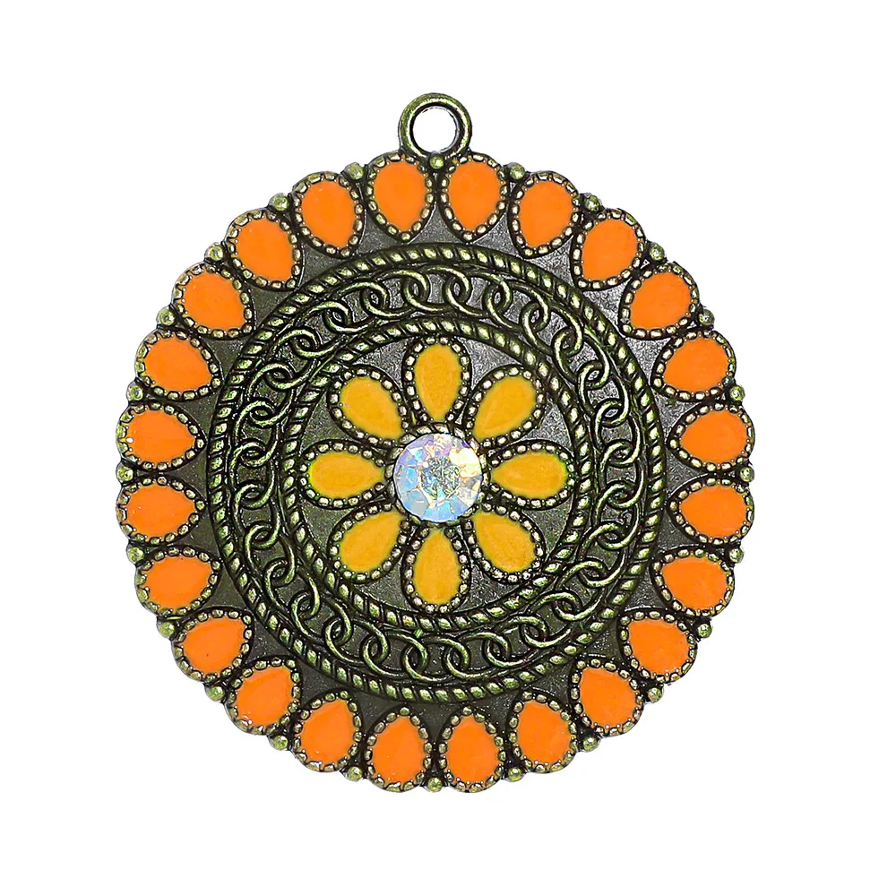 Pendentifs Disque Tournesol Émaillés Bohème pour Femmes, Breloques pour Boucles d'Oreilles, Colliers, Fabrication de Bijoux, Accessoires de Bijoux DIY