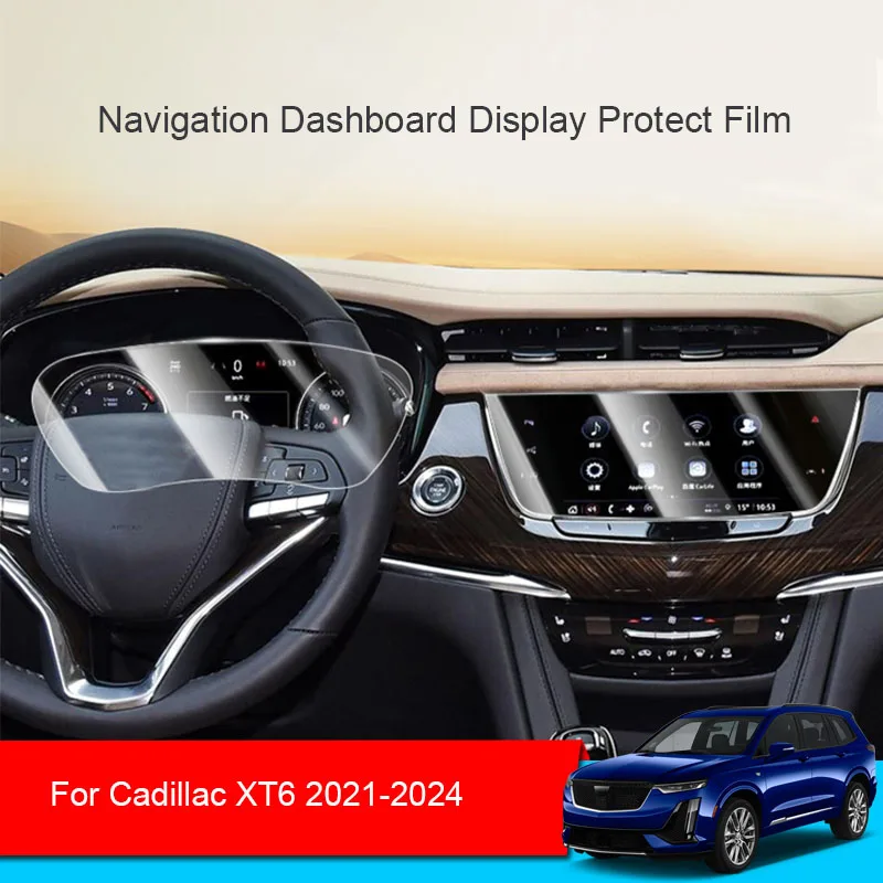 Car GPS Navigation Screen Protect Tempered Film For Cadillac XT6 2021-2024 Auto Dashboard Display TPU Sticker Accessory