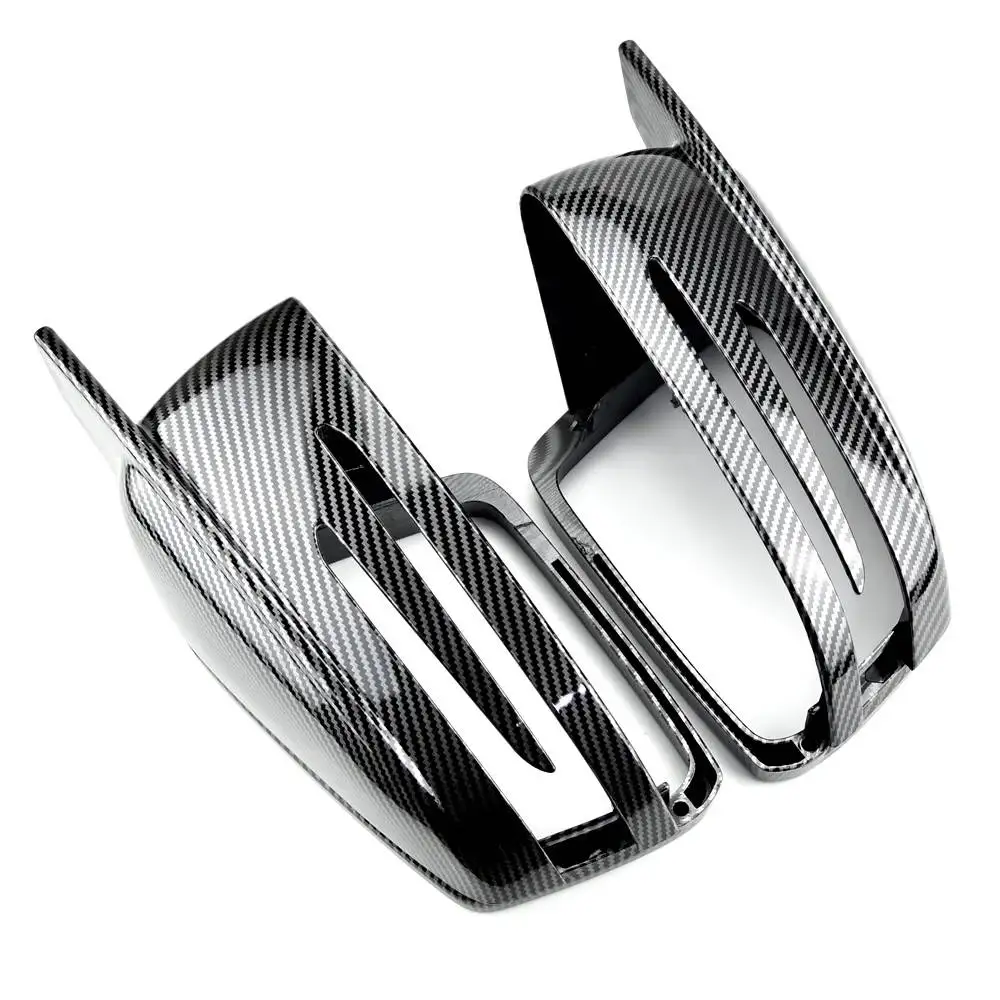 1 زوج غطاء مرآة الرؤية الخلفية الجانبية الجناح أغطية الرؤية الخلفية ألياف الكربون الأسود لبنز W212 W204 W221 2009 2010 2011 2012 2013