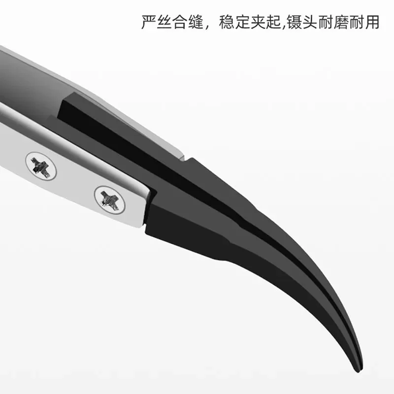 Pinzette zur Wimpernverlängerung, austauschbare Spitze, kohlefaser, leitfähiger Kunststoff, H-Kopf, antistatische Wimpernpinzette aus Edelstahl