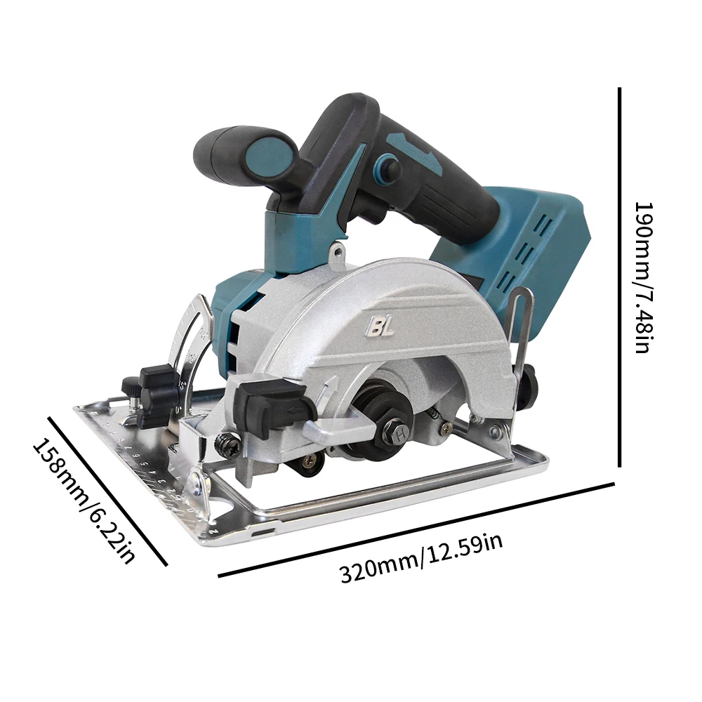 ALLSOME-sierra Circular eléctrica de 125mm, hoja de sierra sin escobillas, corte multiángulo, adecuada para batería Makita de 18v