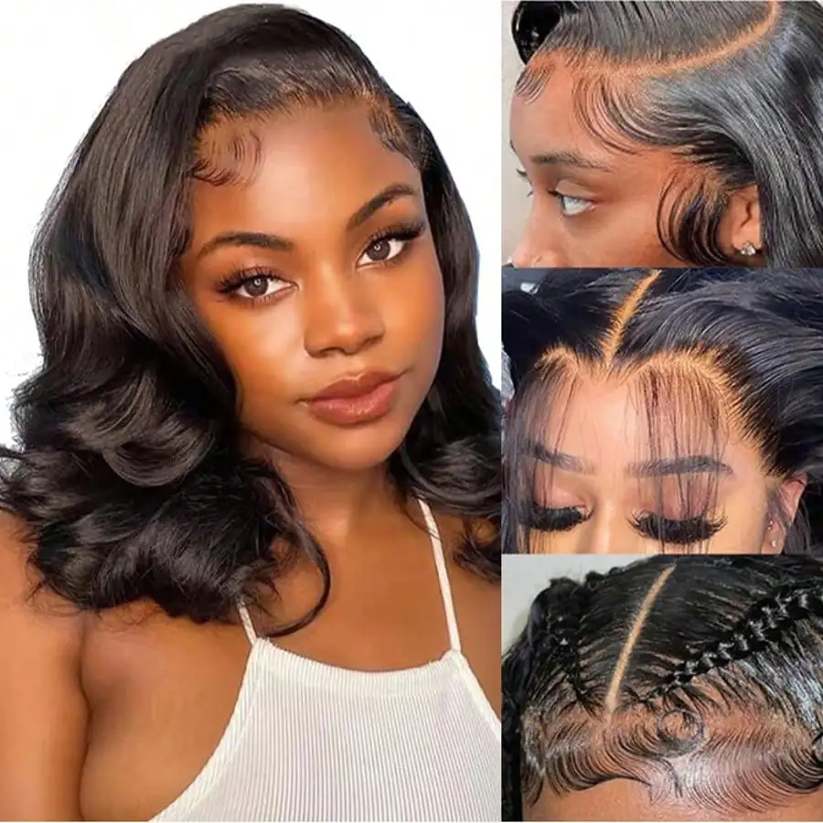 16 Inch 13x4 Body Wave HD Transparent Lace Front Human Hair Wig Brazilian Pre Plucked Closure Lace Wig for Women image 3