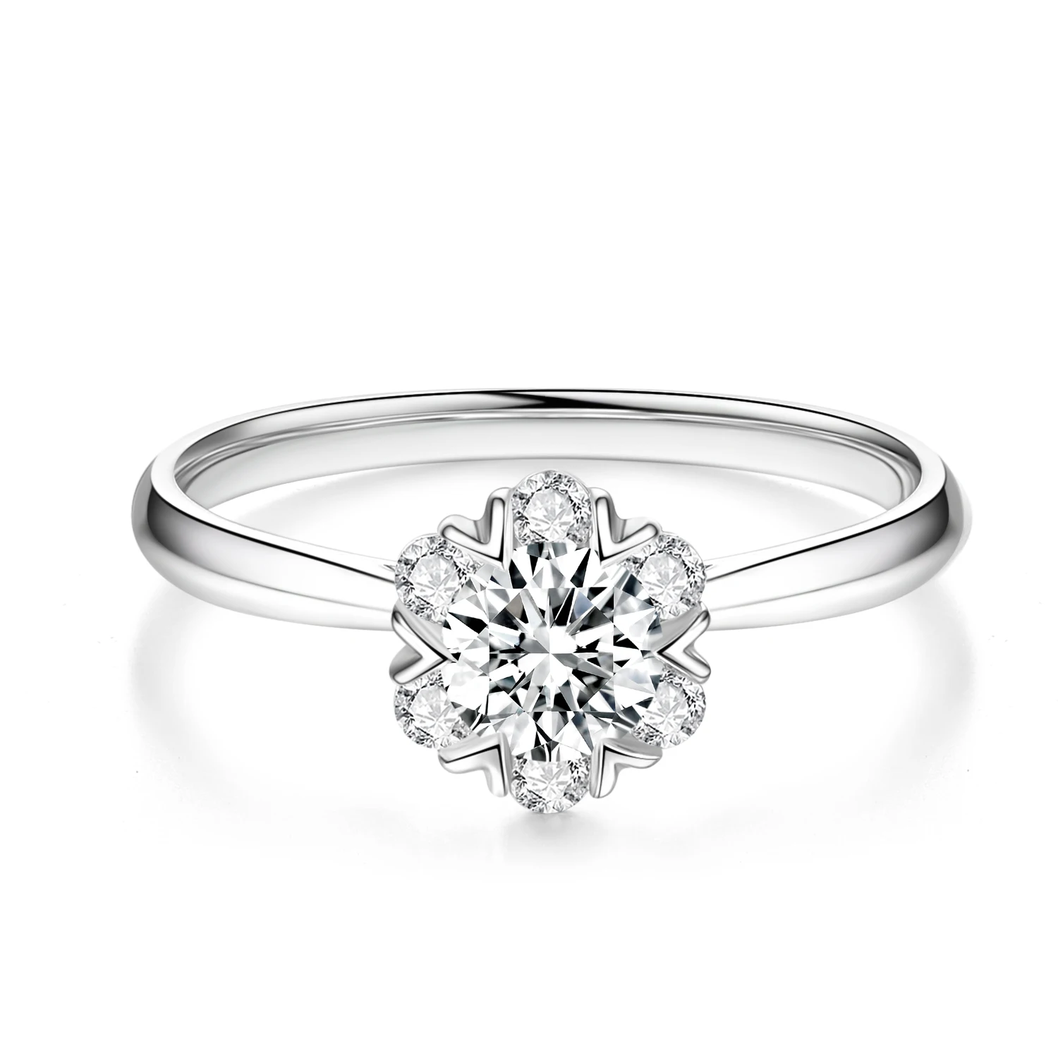 

Lab Grown Diamonds Ring 18K White Gold Round Diamond 0.5CT D-F VS-VVS Engagement Wedding Girl Jewelry A30257