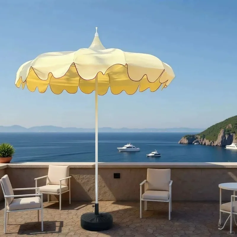 Outdoor pointed parasol sunscreen umbrella sun umbrella leisure beach seaside garden decorative umbrella