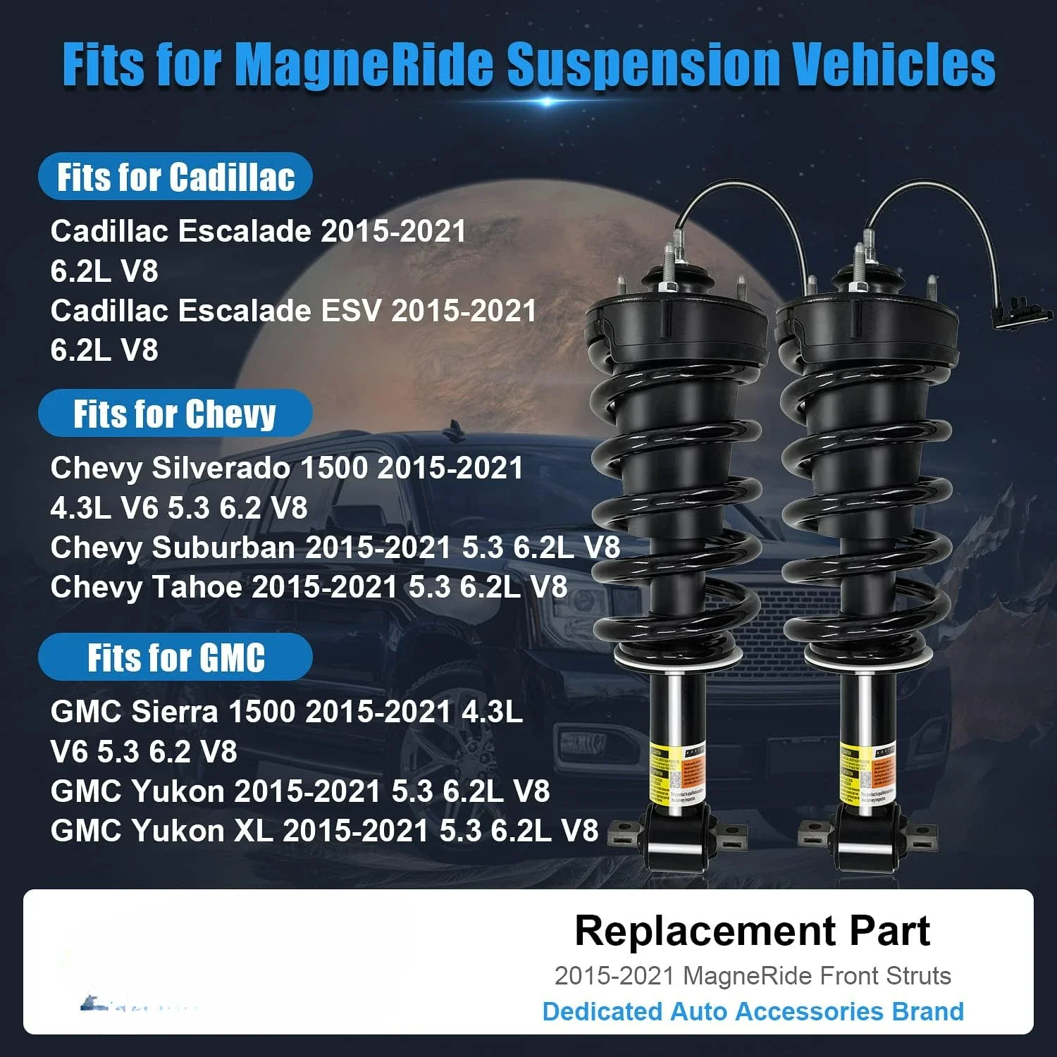 Pair Front Magnetic Shocks Absorber Assembly for GMC Yukon Denali Chevrolet Tahoe Suburban Escalade 2015-2021 84176631