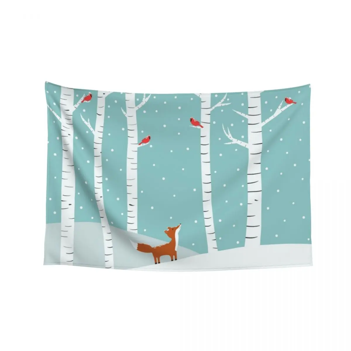 

Fox Cardinals Trees Winter Tapestry Decorative Wall Room Design Cute Room Decor Aesthetic Room Decor Korean Tapestry