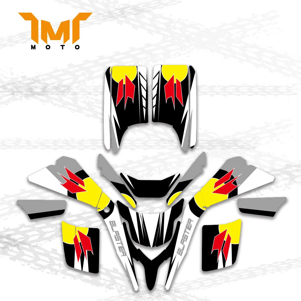 TMT New Style DECALS STICKERS GRAPHICS For Yamaha BLASTER 200 YFS 200 1988 -2006 RED BLACK ATV Full Race KIT pegatina