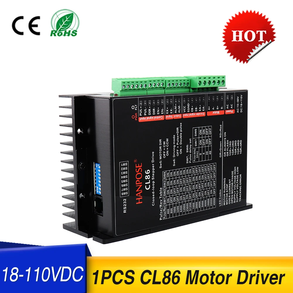 

CL86 Hybrid Servo motor Drive with 86 Series Closed-Loop Motor Current: 6A Subdivision for 3D printer