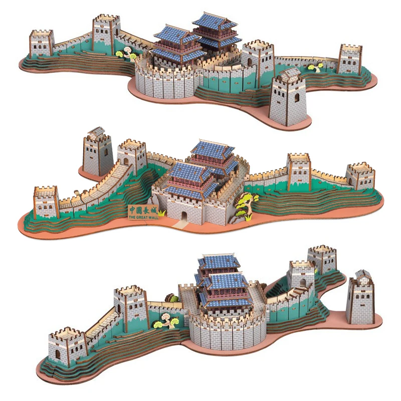 The Great Wall 3D Wooden Puzzle Chinese Peking Architecture Tower Pagoda Building House Model Jigsaw DIY Adult Toys For Children