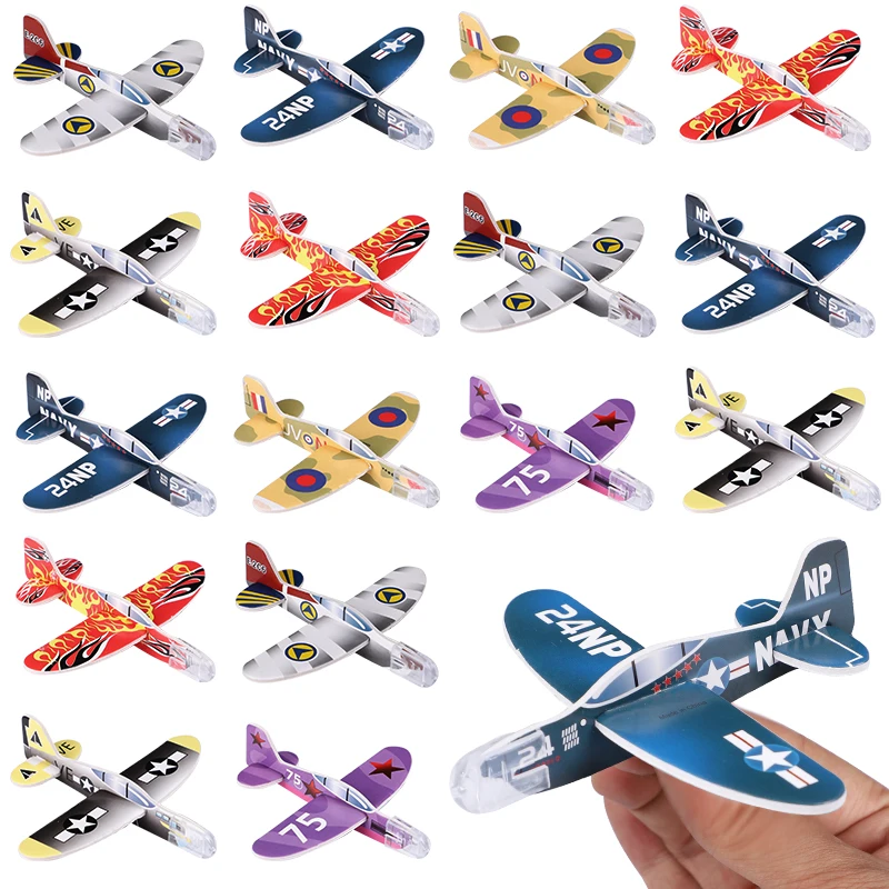 Mini avión de lanzamiento manual para niños, recuerdos de fiesta de cumpleaños, rellenos de piñata, juguete DIY, aviones voladores de espuma ensamblados, regalos, 20-100 Uds.
