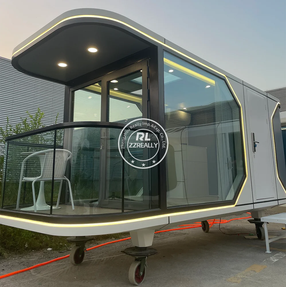 Mobile Container Hotel Prefabricated Futuristic Capsule House Touring Prefab House Outdoor Hotel Residential Space Capsule House