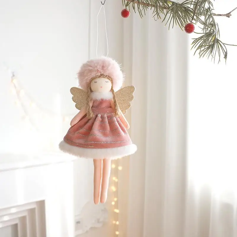 Decorative Plush Angel Pendants Decorative Christmas Ornaments Portable Bound Foot Angel Christmas Decor For Christmas Tree