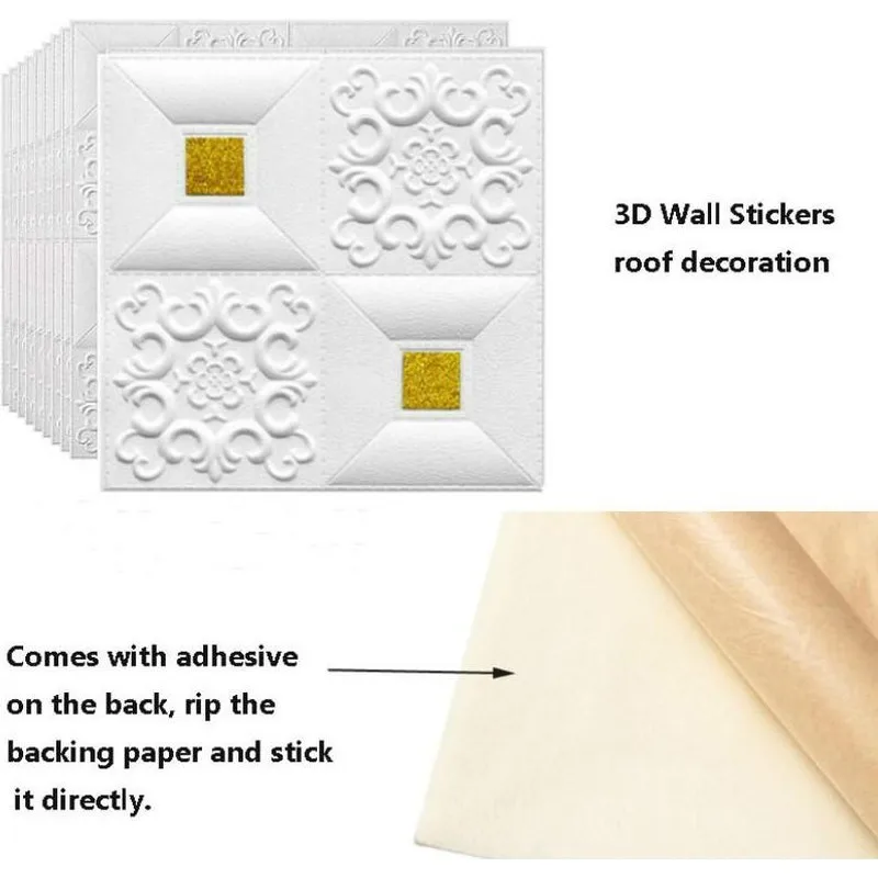 1-10Pcs 70cmx1m 3D Self-adhesive Foam Panel Wallpaper waterproof and moisture-proof ceiling Sticker room Bedroom Home Decoration