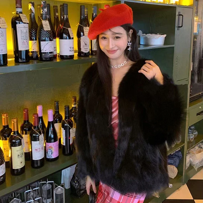 

Advanced fur eco-friendly fur women's winter new style small fragrance loose fashion temperament thick short jacket