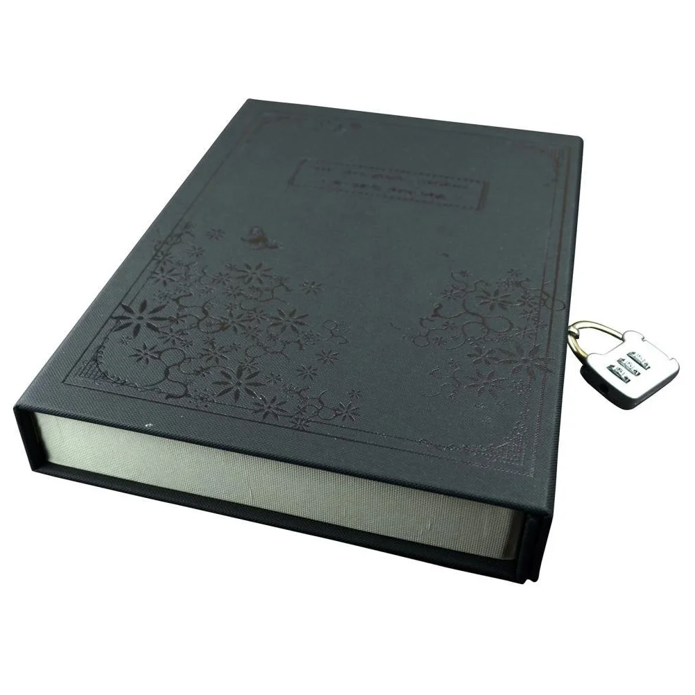 

Vintage Style Hard Cover Diary Notebook Journal Notepad with Code Lock (Black)