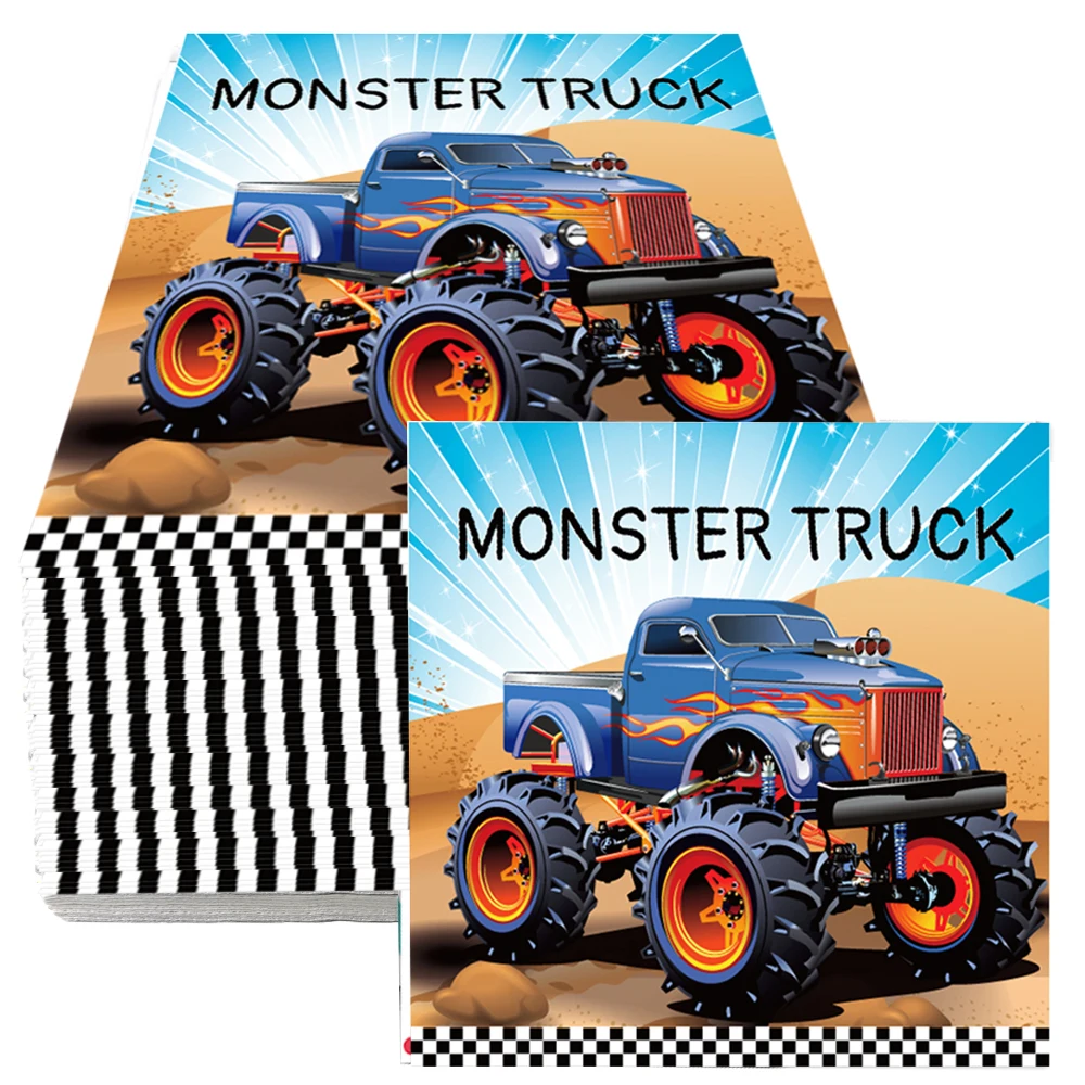 20/40/60 Stück Monster Truck Cocktailservietten Monster Truck Autoservietten Racing Einweg-Partyservietten Monster Truck Party-Dekorationen – Detail 2