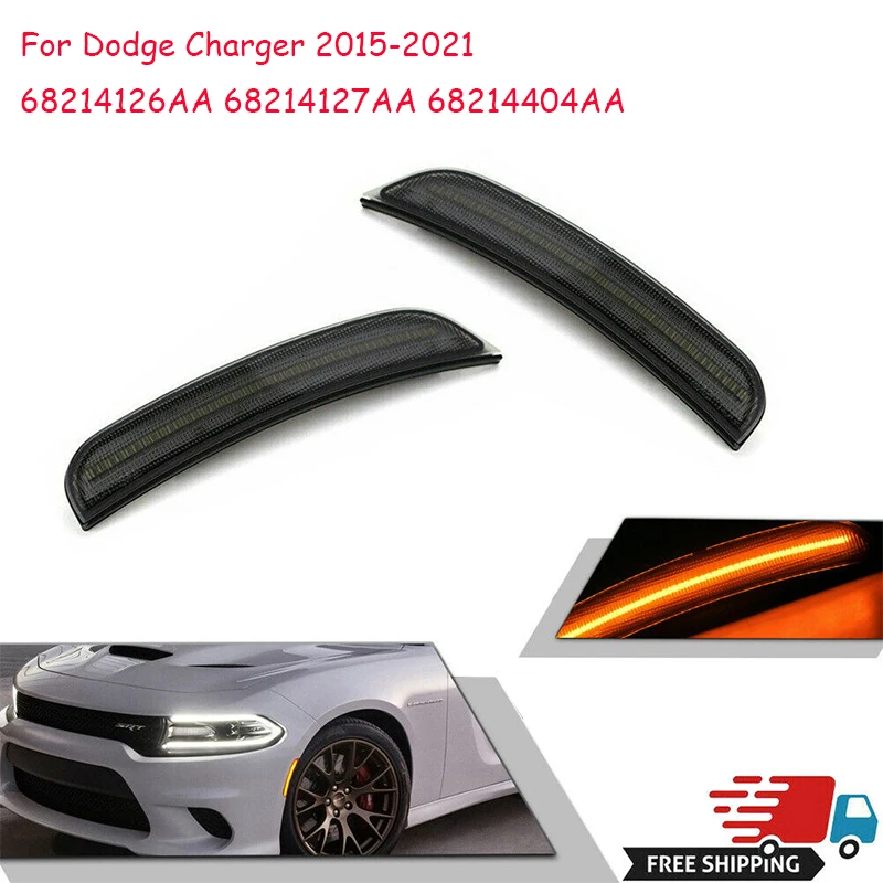 

68214126AA 68214127AA 68214404AA 68214405AA Car Smoked Lens Front/Rear LED Side Marker Lights Lamps For Dodge Charger 2015~2021