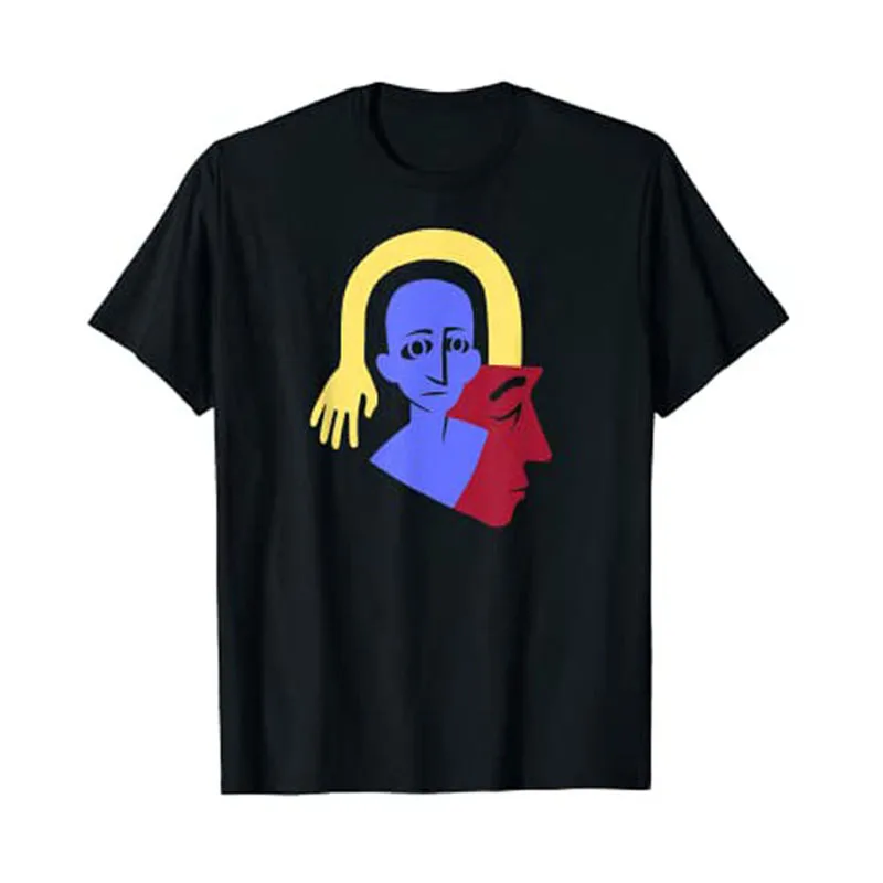 Camiseta Estética com Estampa de Duas Faces e Uma Mão, Estilo Harajuku, Blusa de Manga Curta, Presente Criativo para Mulheres e Homens