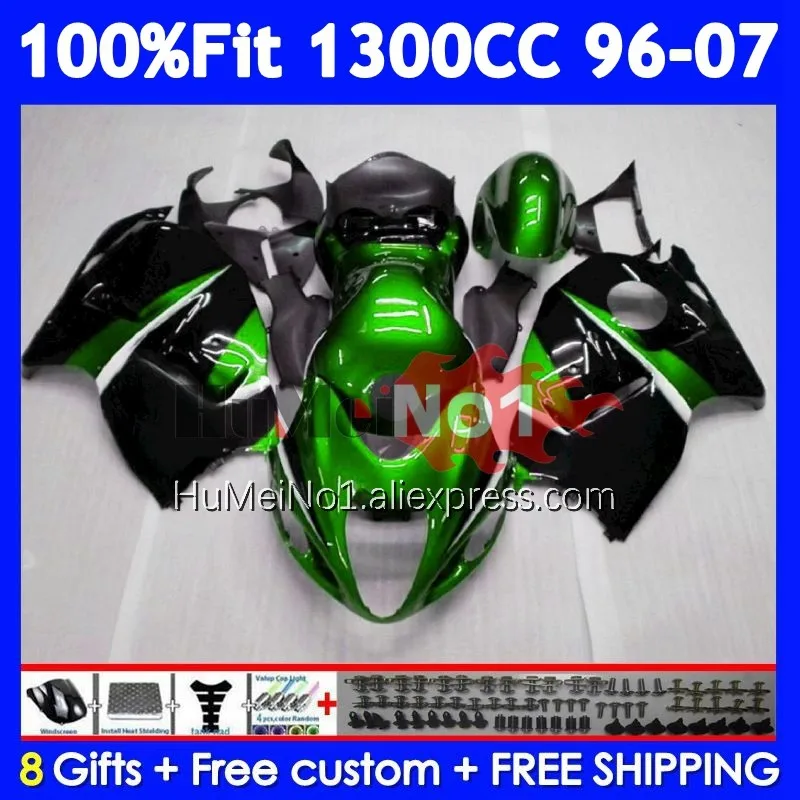 Fairing For SUZUKI Hayabusa GSXR-1300 Green blk GSXR 1300 CC 125No.006 GSXR1300 1996 1997 1998 1999 2000 2001 02 03 04 05 06 07