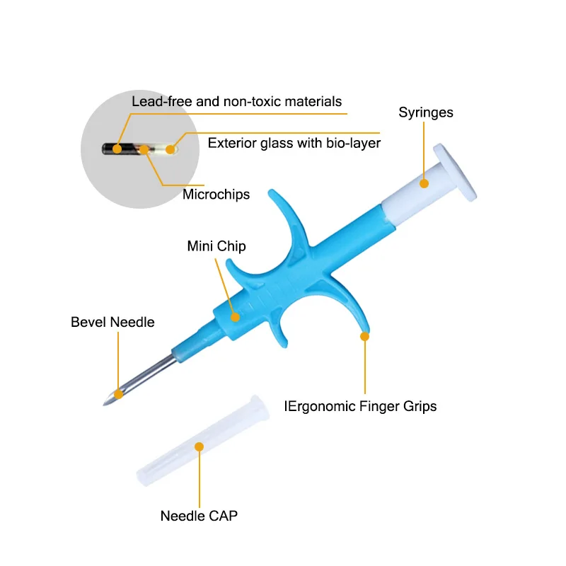 Imagem -04 - Seringa de Identificação Animal para Cão e Gato Em4305 Microchip Pet Chip Seringa Padrão Internacional 134.2khz Fdx-b 10 Pcs