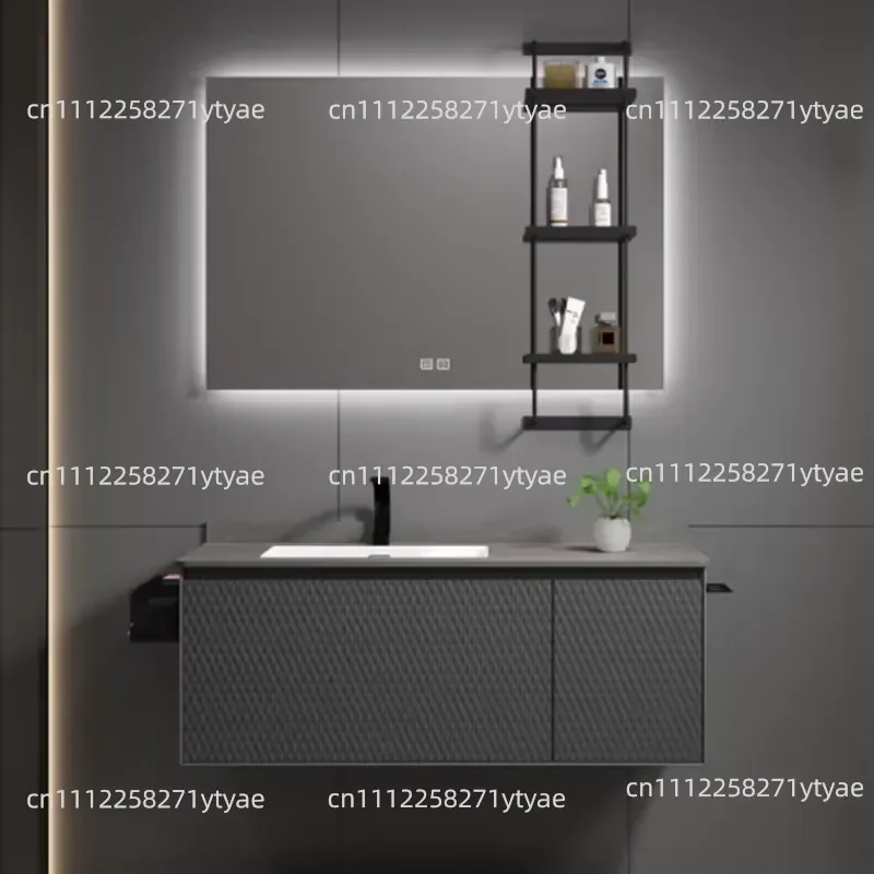 Deluxe Hotel European Solid Wood Mirror Wall-mounted Vanity High-quality Bathroom Cabinet Set Modern