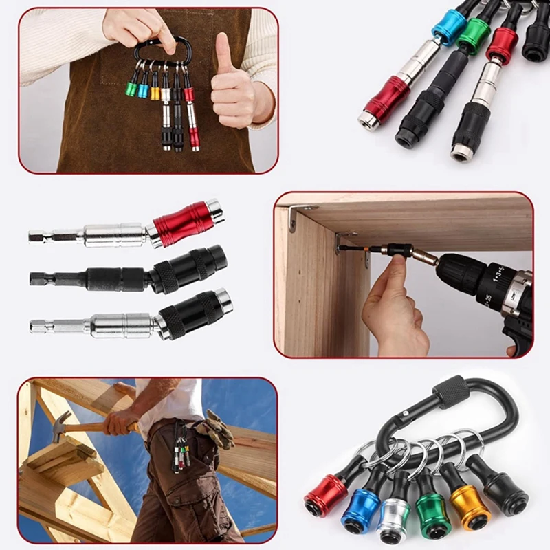 3 Pivoting Bit Tip Holder And 12 Bit Holder Keychain Quick Release Knuckle Bits Holder Screwdriver Bits Holder