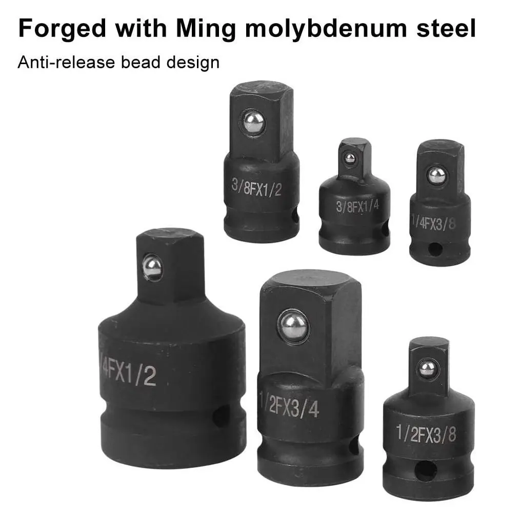 6Pcs Impact Adapter Reducer Set Socket Convertor Adapter 1/4inch 3/8inch 1/2inch 3/4inch for Impact Driver Conversions with Box