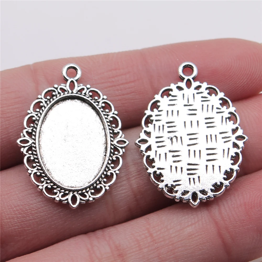 WYSIWYG 30x40mm 18x25mm 13x18mm Inner Size Vintage Antique Silver Color Antique Bronze Color Oval Cameo Cabochon Base Setting