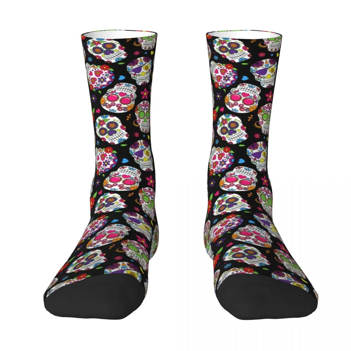 Trendy Floral Skull Socks Colorful Sugar Skulls Modern Stockings Unisex Medium Soft Climbing Socks Autumn Design Non Slip Socks