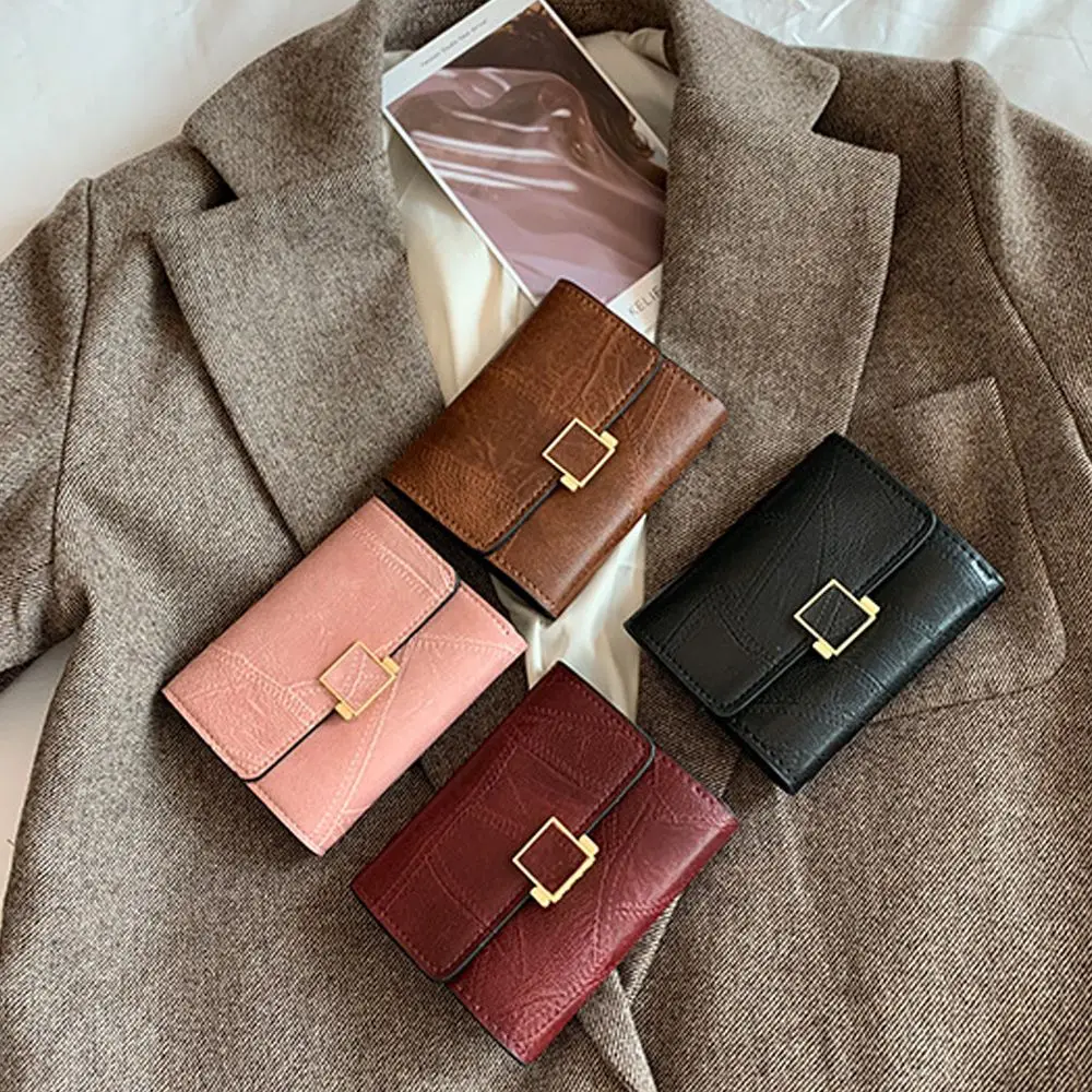 Women Wallet Vintage Short Leather Small Purse Mini Female Fashion Multi-Card Card Holder Coin Purse Multi-functional Clutch Bag