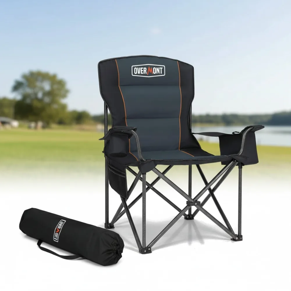 كرسي تخييم كبير الحجم قابل للطي - دعم عالي التحمل بوزن 450 رطل مع جيوب تبريد مبطنة للرياضات الخارجية وصيد الأسماك على الشاطئ #1