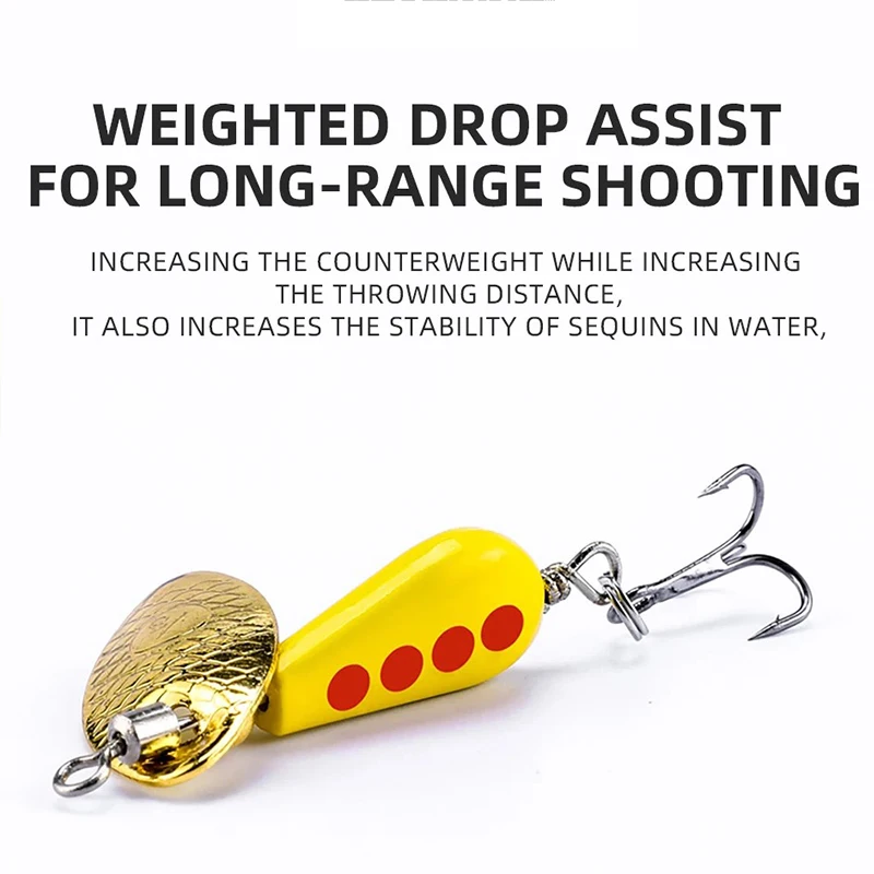 New Metal Spinner Spoon Fishing Lure Micro Rotating Sequins Bait Single Hook and Triple Hook Sequins Spoon Fishing Lures Tackles