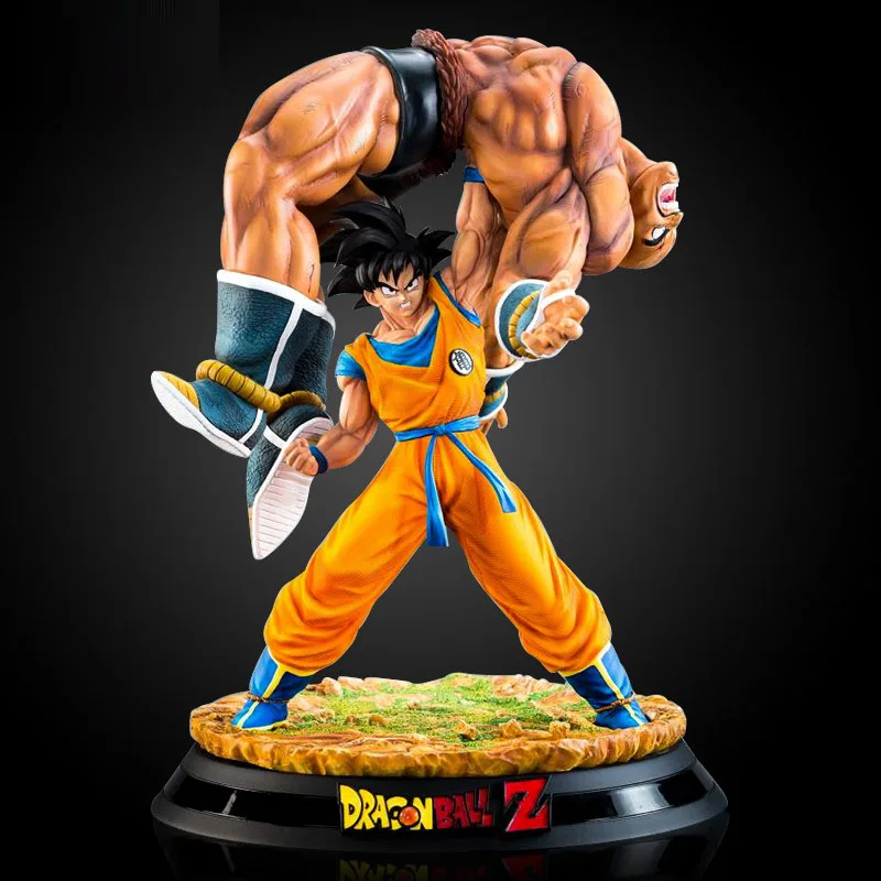 New 43cm Dragon Ball Son Goku Holds Nappa Up Classic Scene Anime Figure Big Model Peripheral Ornament Collection Gifts Toys Kids