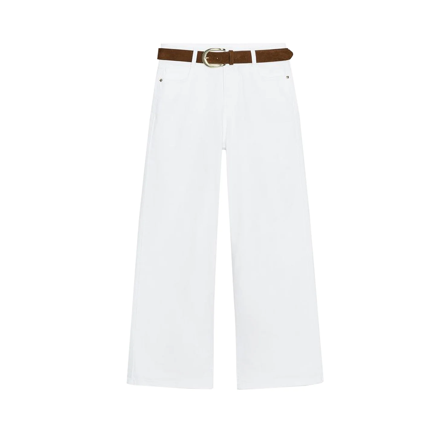 Jean en Denim taille haute à jambes larges pour femmes, nouveau Design d'été avec ceinture, cinq kets, pantalon Long décontracté, coupe ample