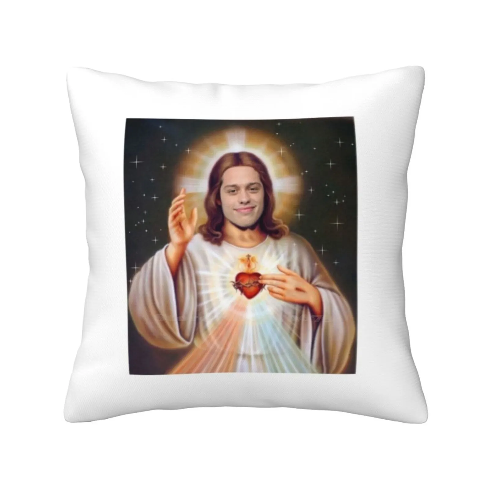 

Pete Davidson As Jesus Throw Cushion Pillow Cover Petedavidson Snl Kingofstatenisland Comedy Funny Chrisian