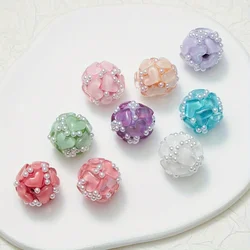 3pcs 20MM Heart Glass Rhinestones Pearls Polymer Clay Beads Round For Pen Decorate DIY Jewelry Keychain Necklace Making
