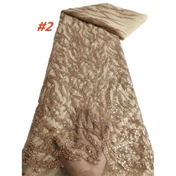 Salouva African Sequins Lace Fabric Nigerian 2025 High Quality French Beaded Mesh Tulle Embroidery Wedding Dresses Lace Sewing