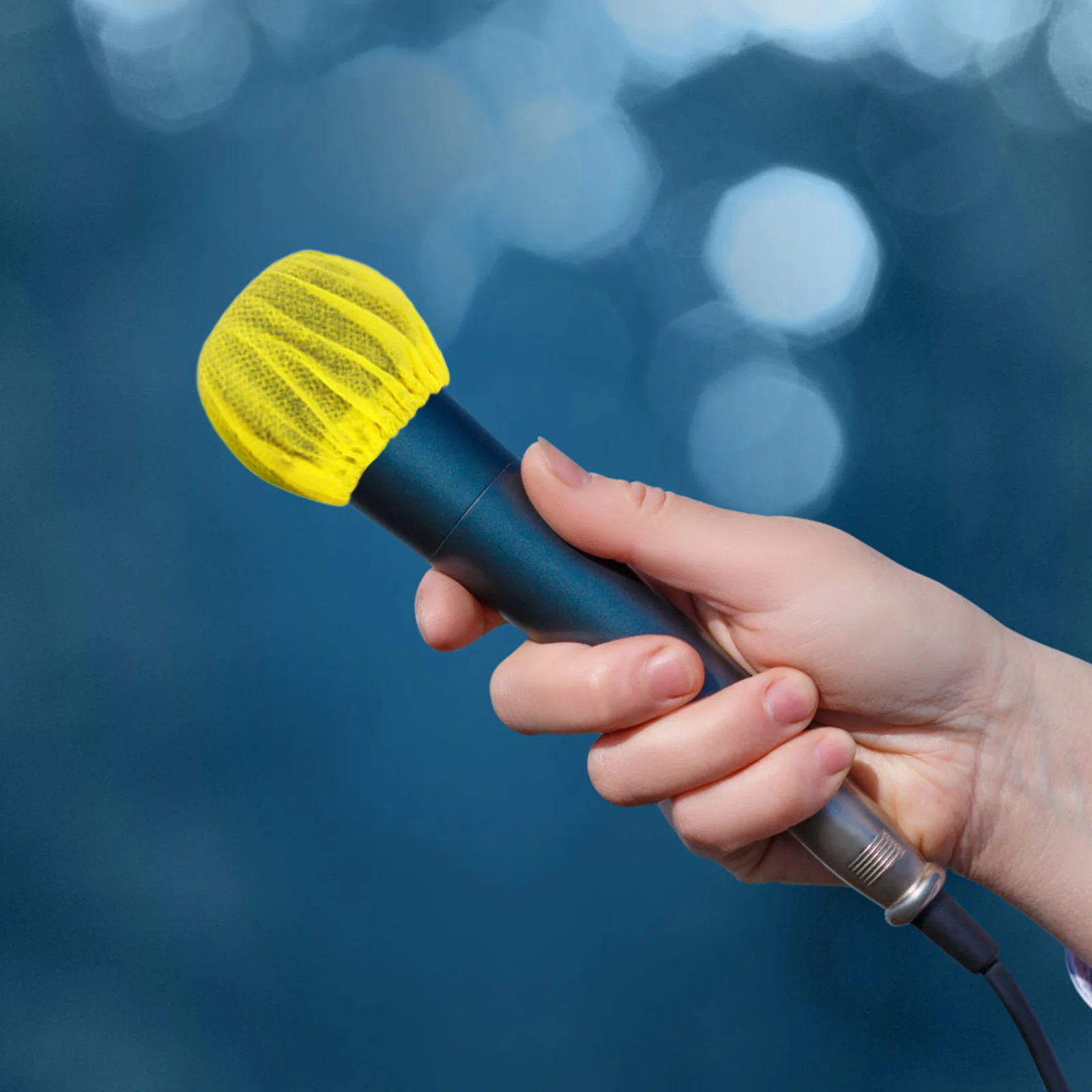 

100Pcs Microphone Covers Non-Woven Disposable Mic Covers Protective Windshield for Handheld Microphone Recording Studio Ktv