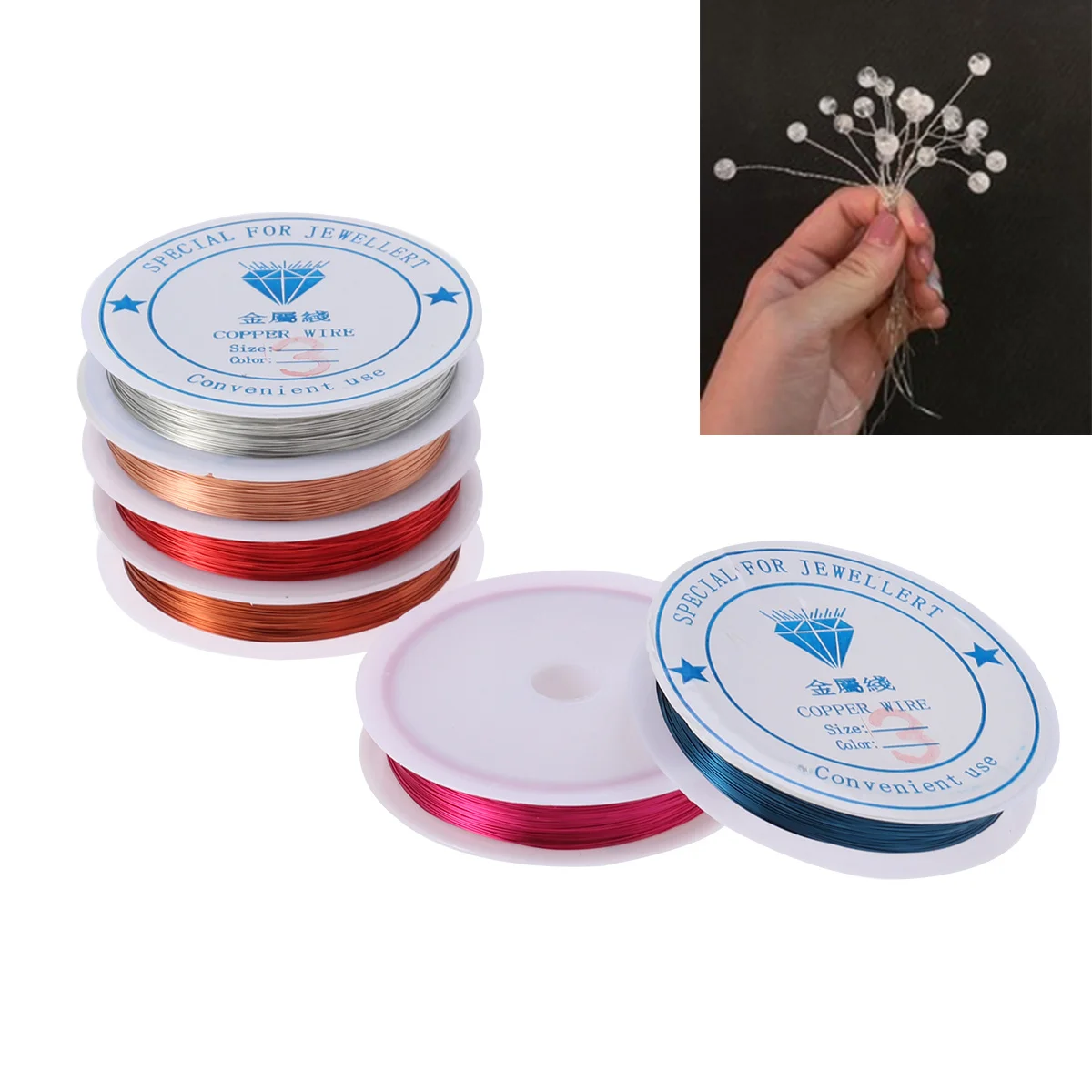 6 Rolls 0.3mm Colorful Copper Wire Flexible Jewelry Craft Beading Wire 30m for Wrapping Tiaras Floral Arranging