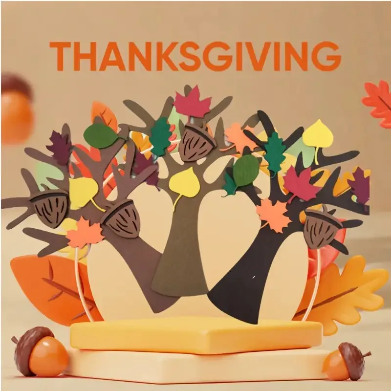 

96Classic Felt Tree Handmade Set，DIYFall Thanksgiving Party Favors，No Electricity Required Featherless Door Wall Hanging