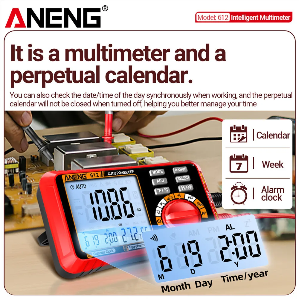 ANENG 612 스마트 디지털 멀티미터, AC DC 전류 전압 커패시턴스, 전문 측정 멀티메트로 테스트 도구