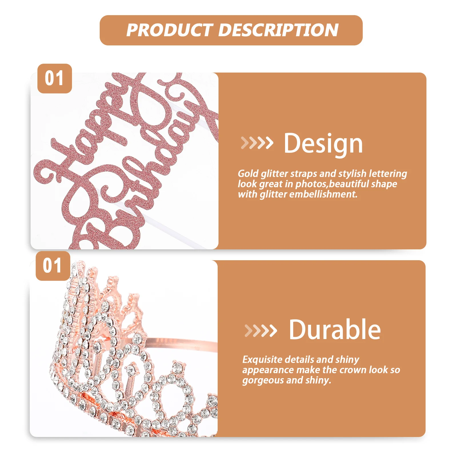 

1 Set Birthday Crown Shoulder Strap Props Exquisite Balloon Ornaments For Girls Creative Sash Decoration Party Supplies Birthday