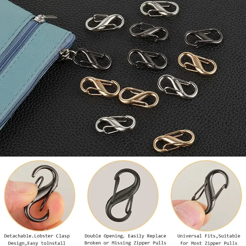 5/10PCS Rits Clips Anti Diefstal Ritsen Sloten Clip Rits Pull Vervanging Dual Spring S Karabijnhaak Ritsen clip voor Bagage